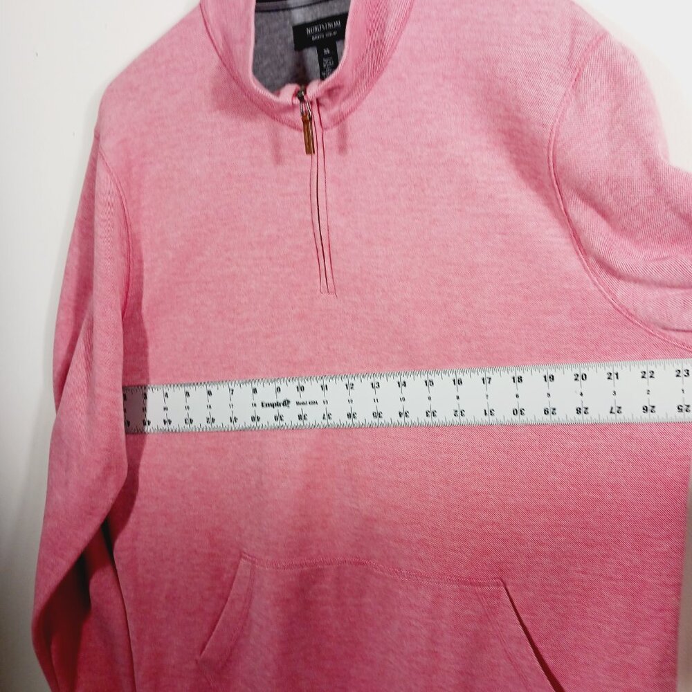 Nordstrom Men's Shop, Coral Red Woven Pullover, Size XL, Long Sleeve 1/4 Zip - Picture 10 of 16